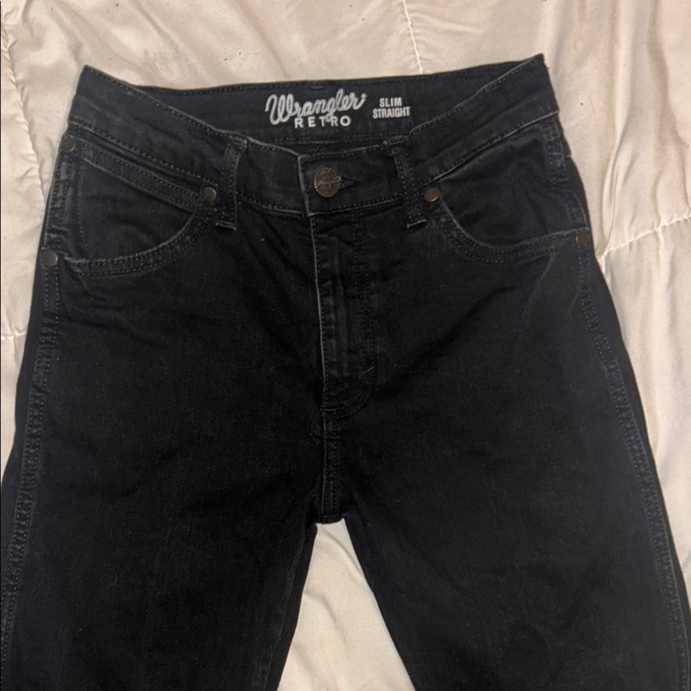 Wrangler Retro Slim Straight Black Jeans